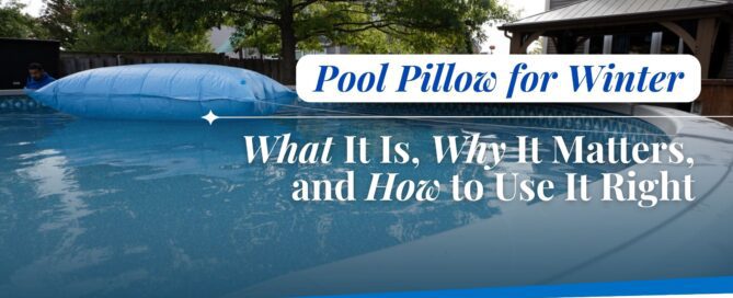 Pool pillow for winter placed in an above ground pool to prevent ice damage and protect the pool cover.
